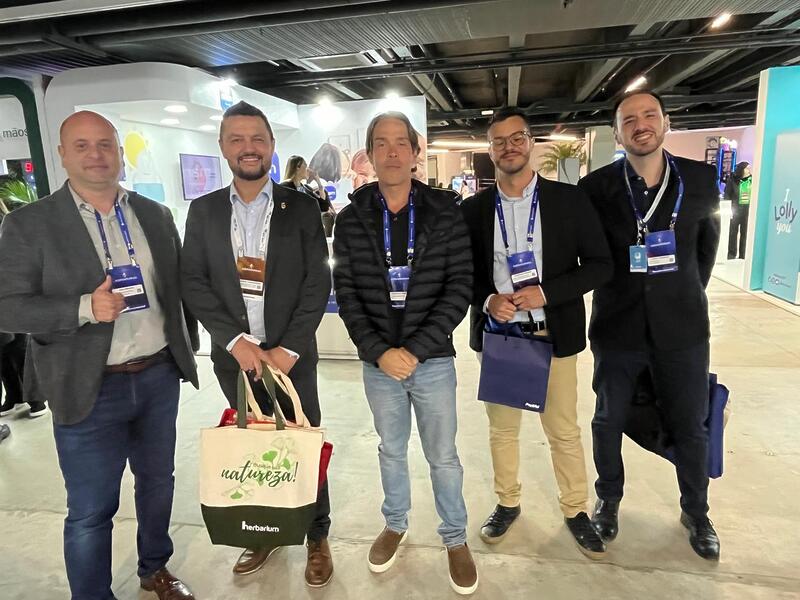 José Moreira (ECO Diagnóstica), com Roberto Canquerini (São João), Vinicius Pereira e Rodrigo Moura (ambos da ECO Diagnóstica) e Jauri Siqueira (Clinicarx)